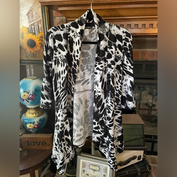 Black and White abstract print open cardigan Soft Works size small - Picture 1 of 5